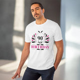 White PC Cotton 90th Birthday T-Shirt (180GSM), half sleeve, round neck for men's casual occasion