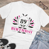 White PC cotton 89th birthday printed men's t-shirt (180GSM), half sleeve round neck casual wear