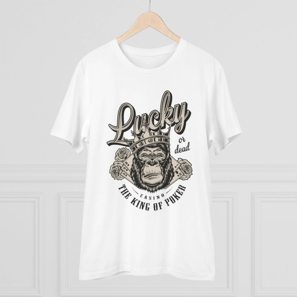 White PC Cotton Gorilla Design Half Sleeve T-Shirt for Men - Round neck, 180GSM thread count