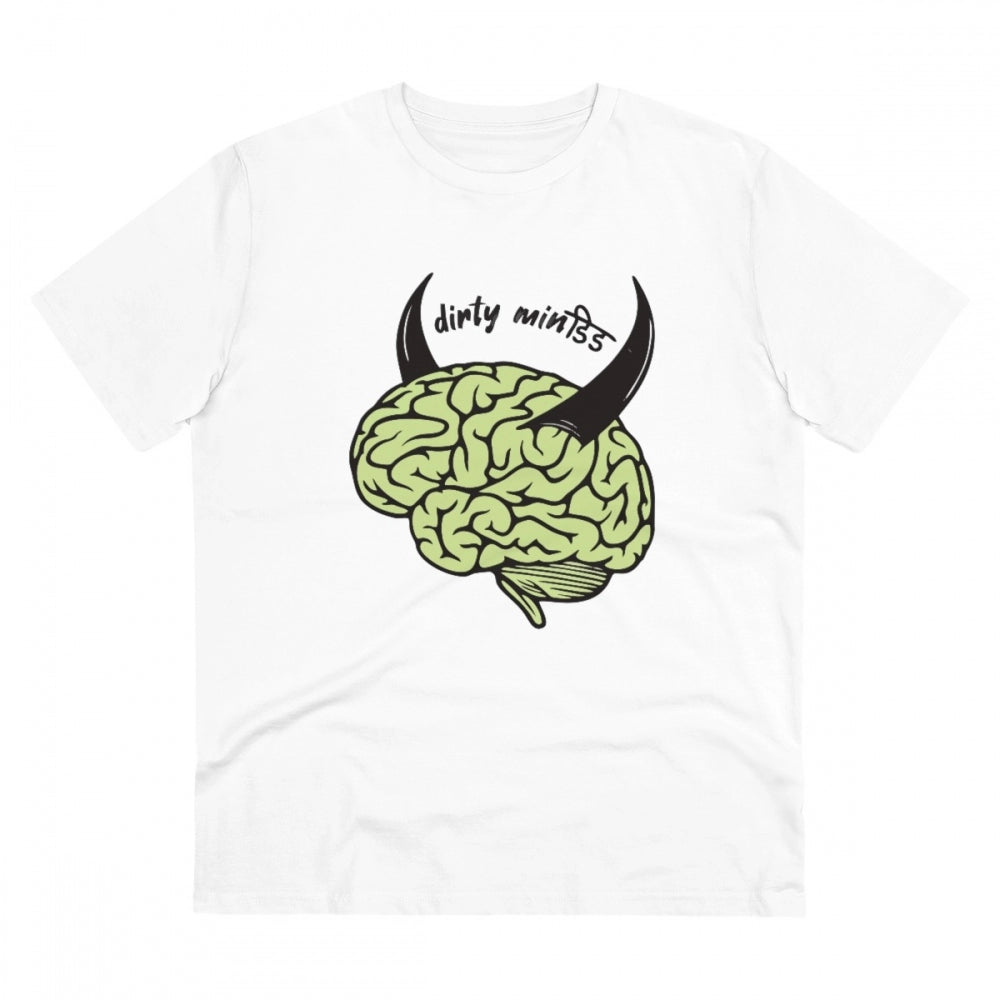 White PC Cotton Men's Dirty Minddid Printed Half Sleeve T-Shirt, casual wear
