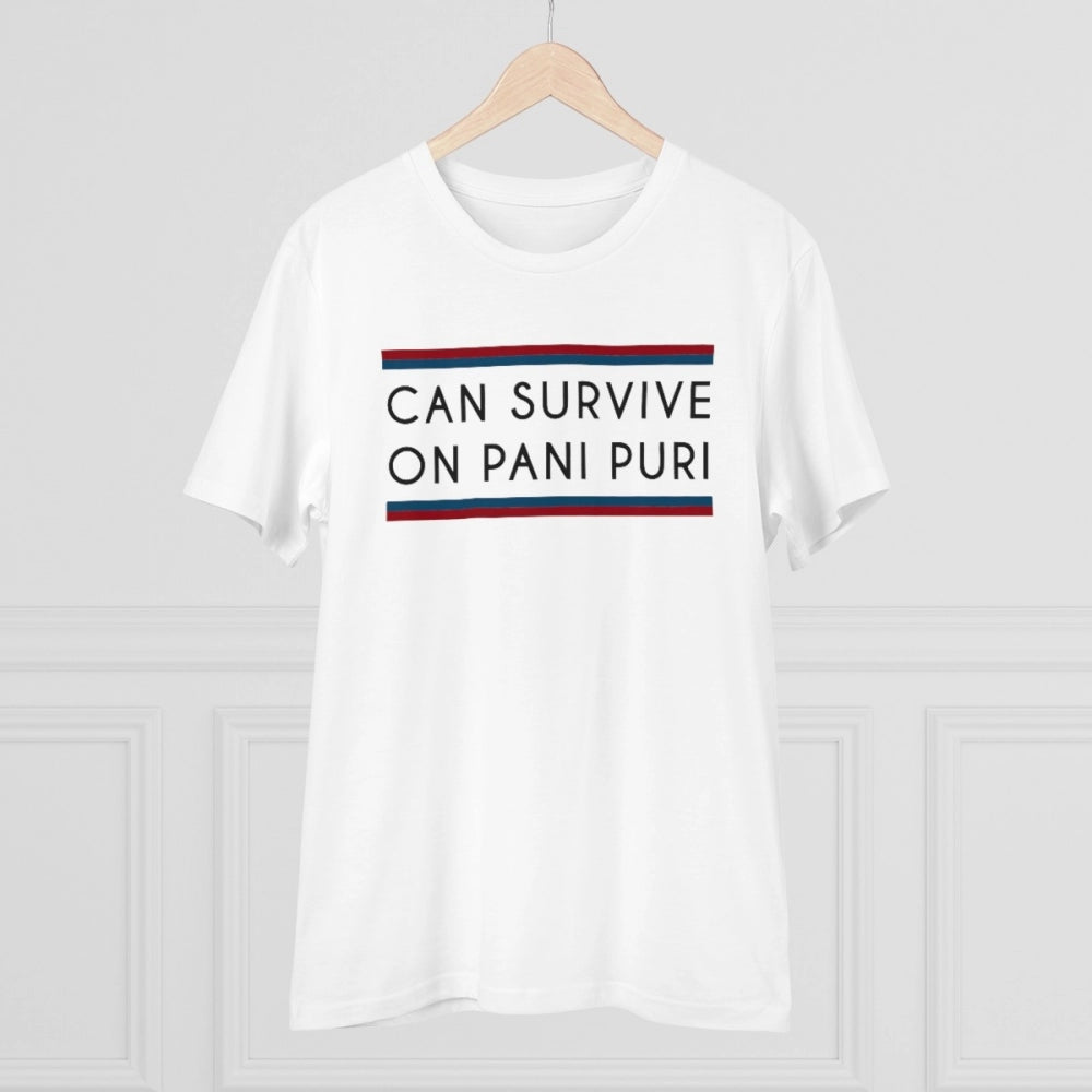 White PC Cotton men's quotes printed half-sleeve T-shirt (180GSM), casual wear on mannequin