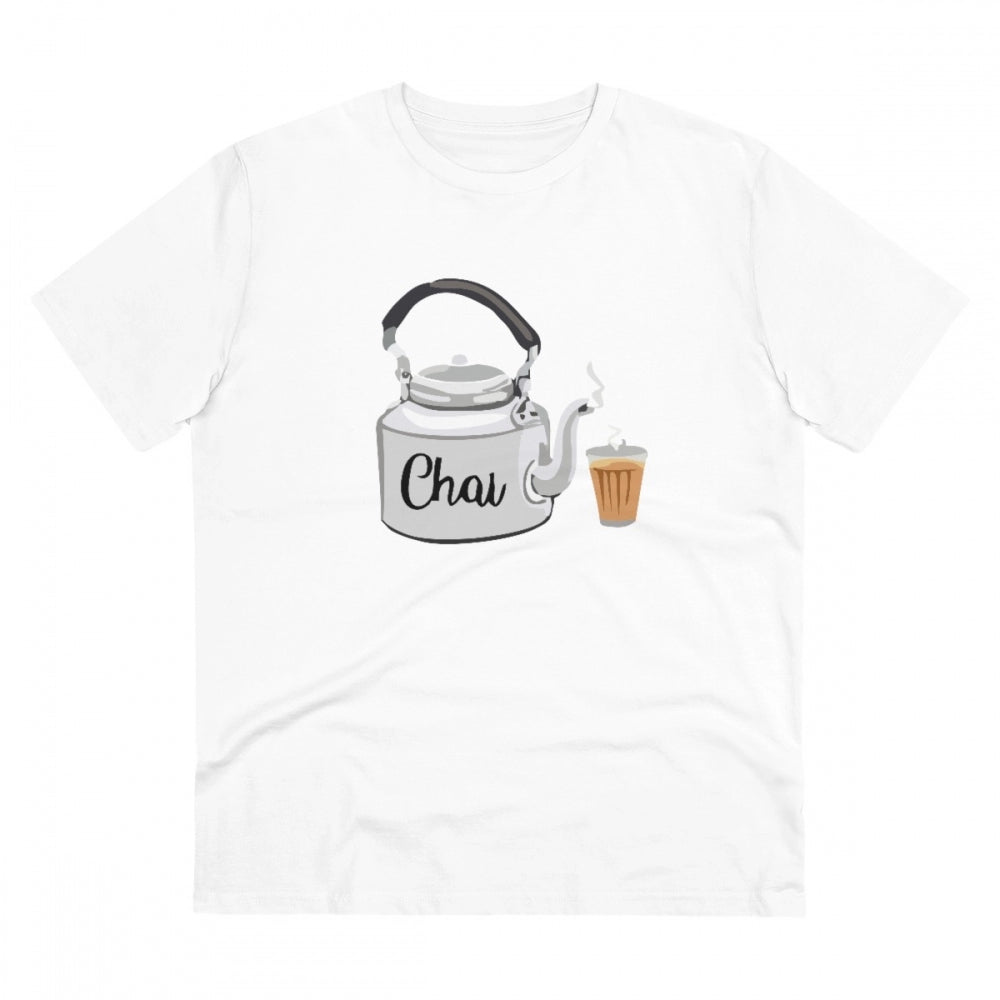 White PC Cotton Men's Marathi Design Half Sleeve T-Shirt (180GSM), casual wear on model
