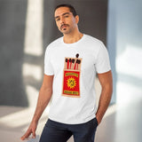 White PC Cotton Men's Telugu Design Half Sleeve T-Shirt (180GSM), casual wear on model
