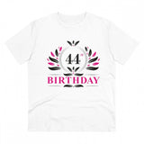 White PC Cotton Men's 44th Birthday Printed Half-Sleeve T-Shirt (180GSM), casual wear on model