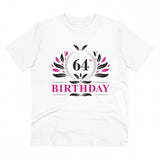 White PC Cotton Men's 64th Birthday Printed Half-Sleeve T-Shirt with Round Neck, casual wear
