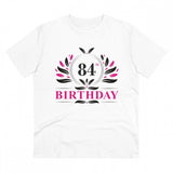White PC cotton 84th birthday printed men's T-shirt (half sleeve, round neck), high-quality thread count 180GSM