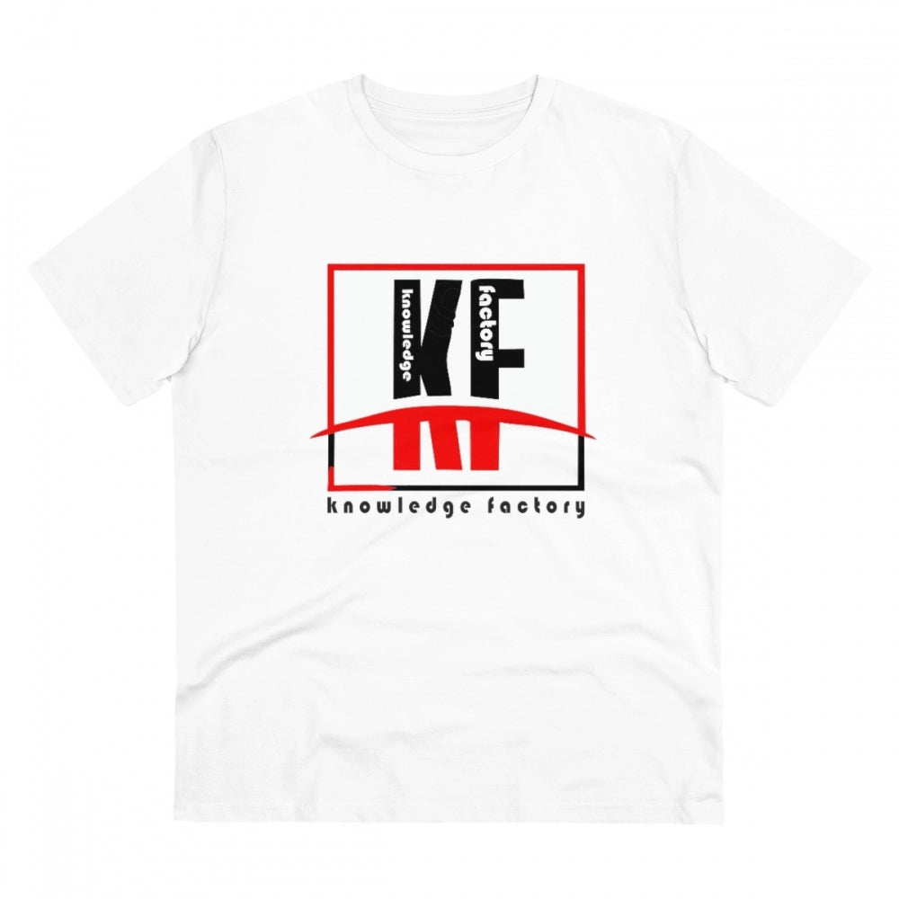 White PC Cotton Knowledge Factory Printed Men's T-Shirt (180GSM), half sleeve round neck casual wear