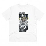 White PC Cotton T-shirt for men with "With Great Beard Comes" print, half sleeve, round neck, 180GSM thread count