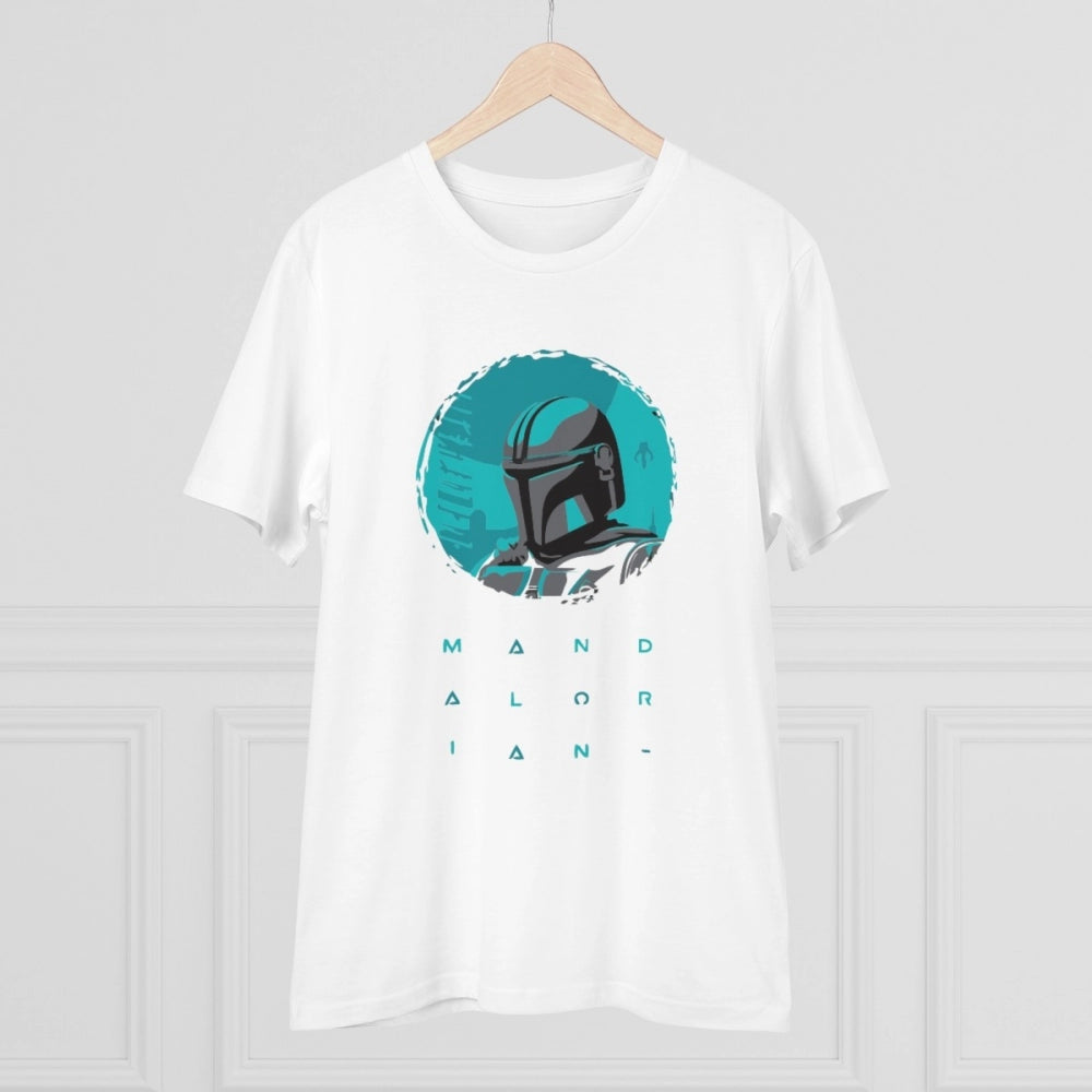 White PC Cotton Star Wars T-Shirt (Half Sleeve, Round Neck), men's casual wear with vibrant print design