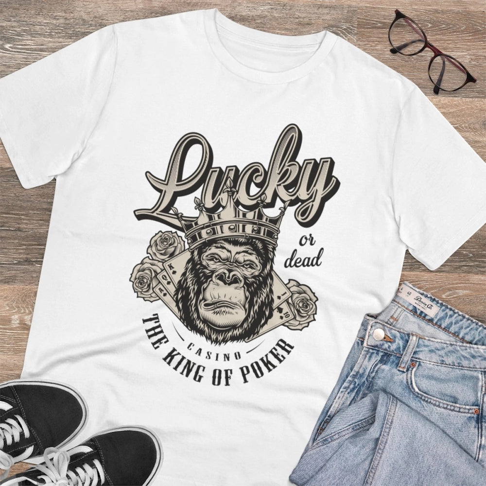 White PC Cotton Gorilla Design Men's Half Sleeve T-Shirt, casual wear with round neck