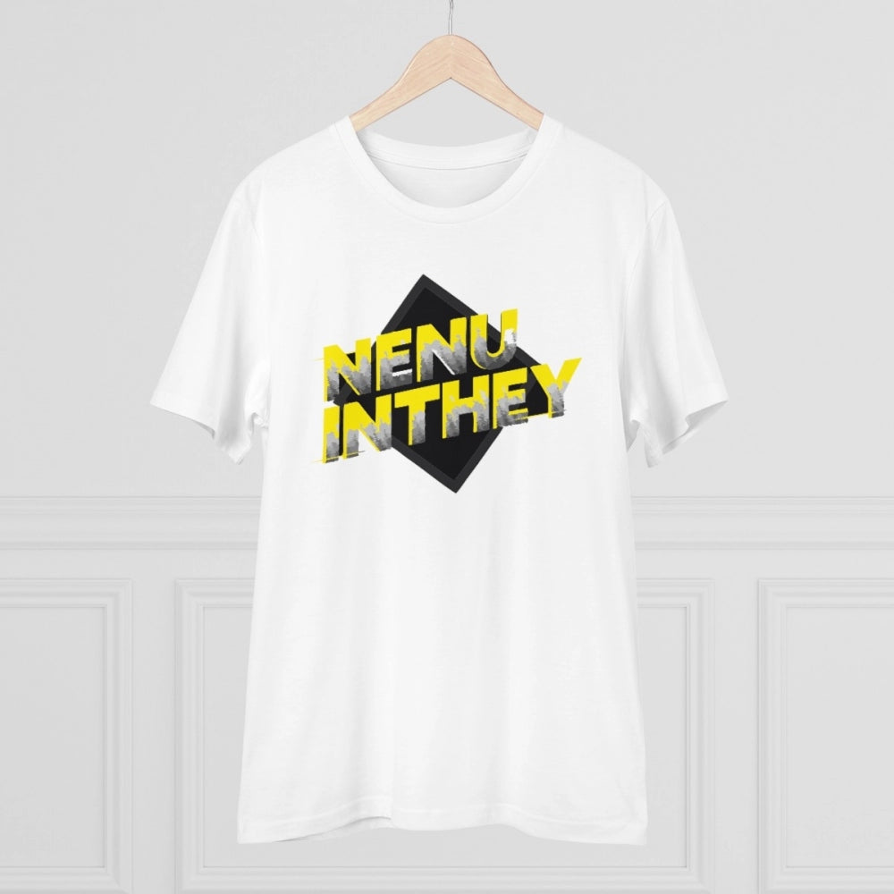 White PC Cotton Telugu Design Men's Half Sleeve T-Shirt (180GSM) - casual wear on model