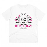 White PC Cotton 62nd Birthday Printed T-Shirt (Half Sleeve, Round Neck) for Men's Casual Occasions