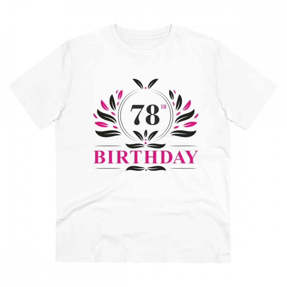 White PC Cotton Men's 78th Birthday Printed Half-Sleeve T-Shirt (180GSM), casual occasion wear