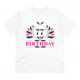 White PC Cotton Men's 77th Birthday Printed Half-Sleeve T-Shirt on flat surface