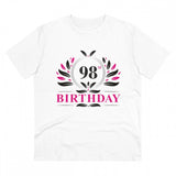 White PC Cotton 98th Birthday Printed Men's T-Shirt with half sleeves and round neck, 180GSM thread count