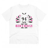 White PC Cotton Men's 94th Birthday Printed Half Sleeve T-Shirt (180GSM), casual occasion wear on model