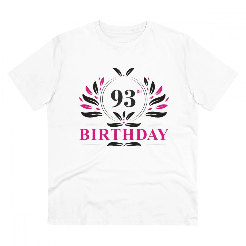White PC cotton 93rd birthday printed men's t-shirt (half sleeve, round neck), high quality 180GSM thread count