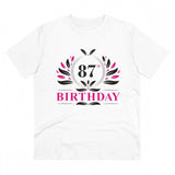 White PC Cotton 87th Birthday printed T-shirt for men, half sleeve round neck with 180GSM thread count