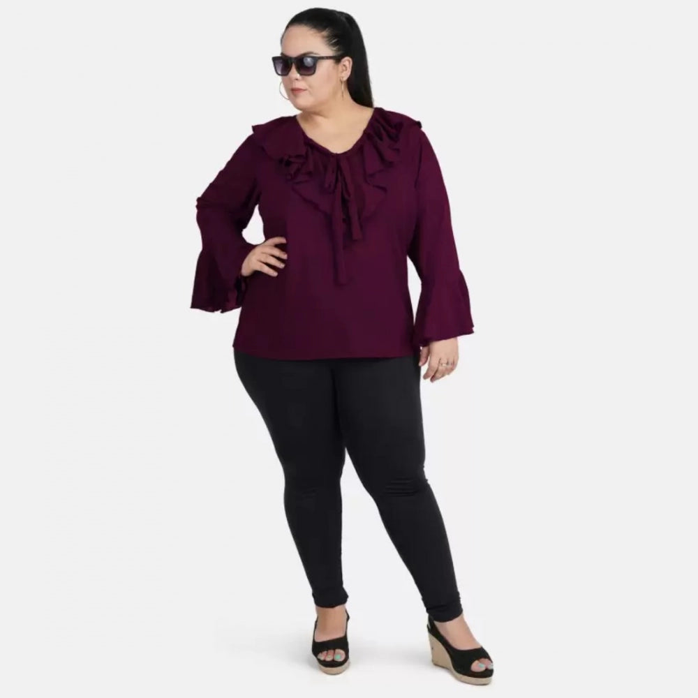 Purple georgette bell sleeve top
