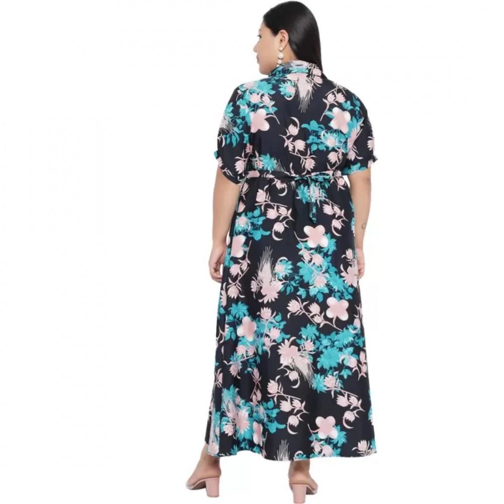 Multi-colored fit and flare green dress (polyester), perfect for casual occasions