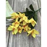 Yellow silk & polyester artificial lily flower bunch for home decoration