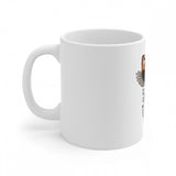 White ceramic coffee mug with gorilla design