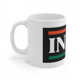 White ceramic coffee mug with India print 330ml