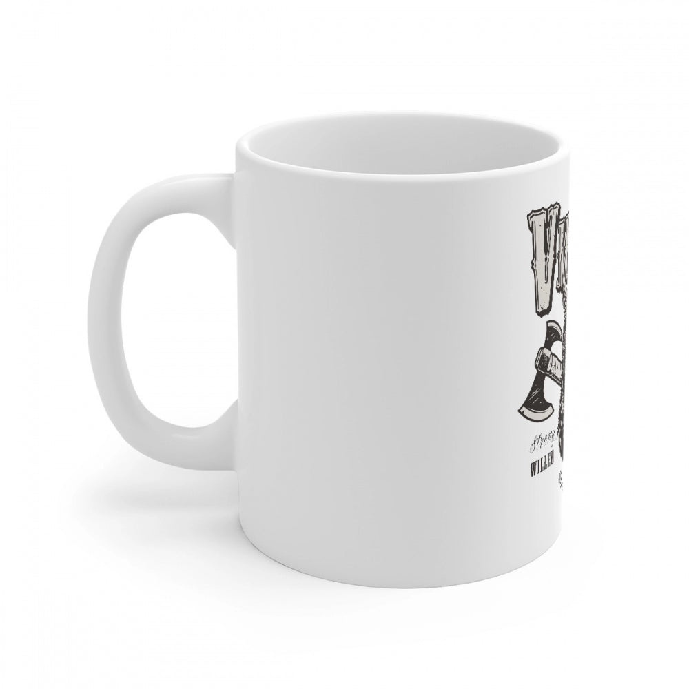 White ceramic coffee mug with gorilla design print