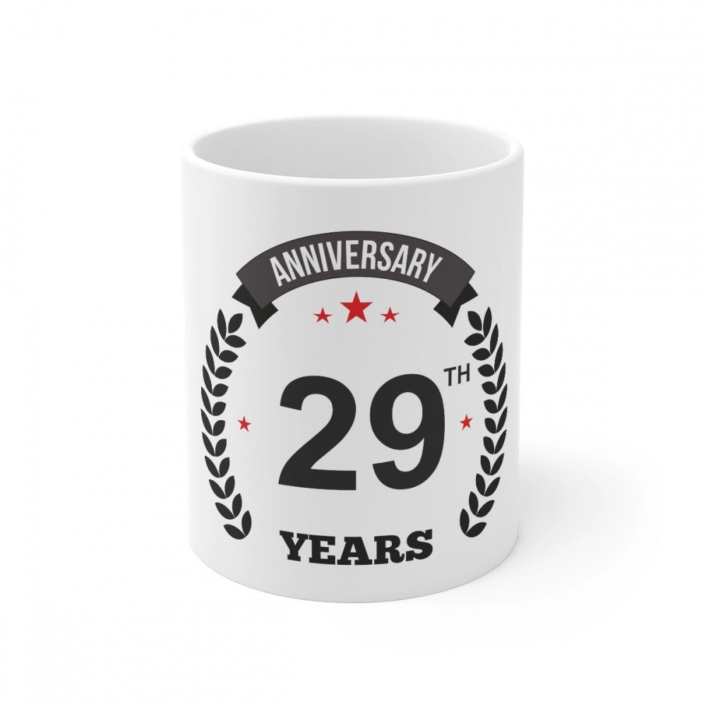 White ceramic coffee mug with 29th anniversary print and 330ml capacity