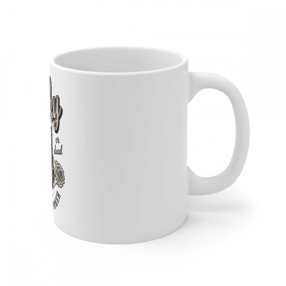 White ceramic coffee mug with gorilla design