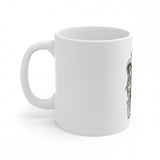 White ceramic coffee mug with gorilla design print