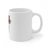 White ceramic coffee mug with gorilla print