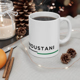 White ceramic mug with 330ml capacity and Hindi script print
