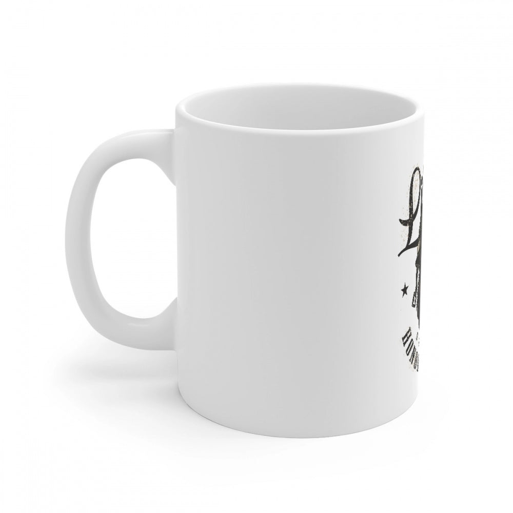 White ceramic mug with gorilla design print 330ml
