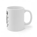 White ceramic coffee mug with gorilla design print