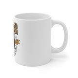 White ceramic coffee mug with gorilla design print