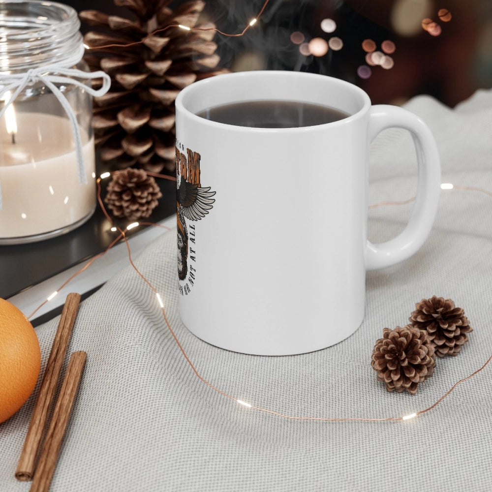 Ceramic gorilla design mug, white color, 330ml capacity