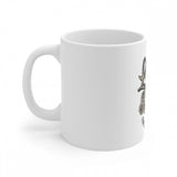 White ceramic mug with a gorilla design