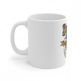 White ceramic coffee mug with gorilla design print