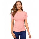 Peach hosiery T-shirt (half sleeve, round neck) - women's western wear hosiery t-shirts