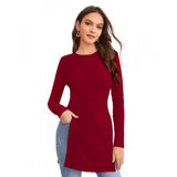 Red long-sleeved hosiery t-shirt, western style