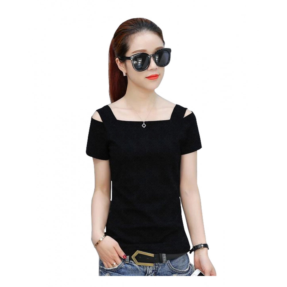 Black spaghetti strap t-shirt for women's western wear