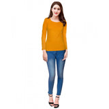 Women's hosiery t-shirt in mustard yellow