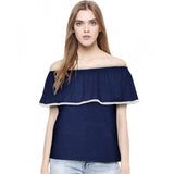 Women's western wear hosiery t-shirt in navy blue