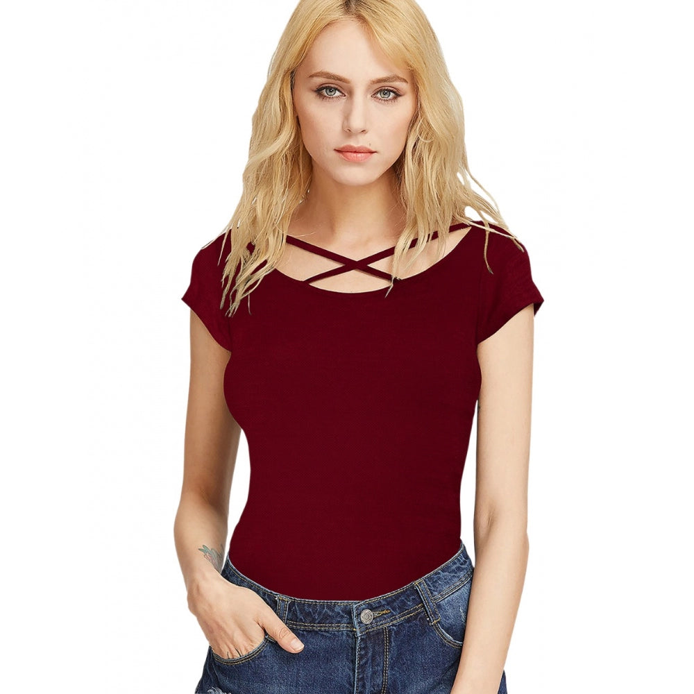 Maroon hosiery T-shirt, western wear style