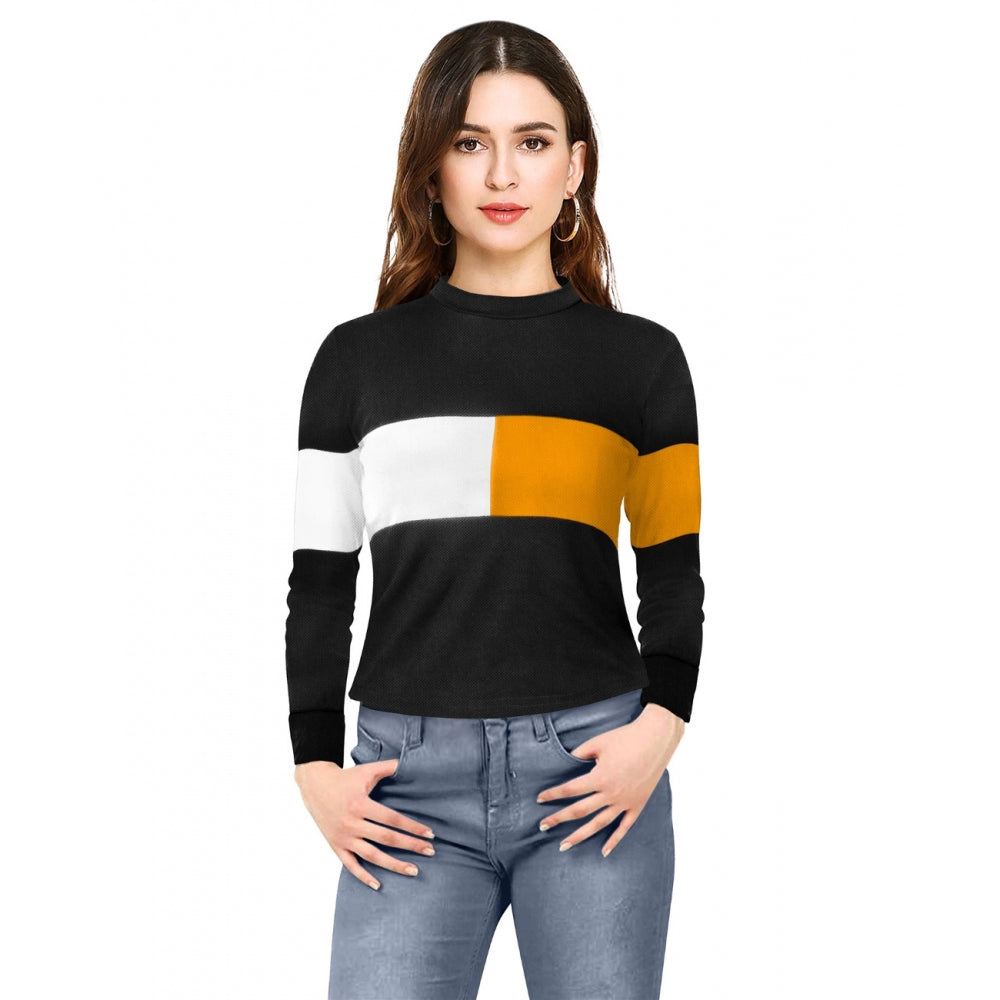 Western style t-shirt with a yellow panel, black and white color scheme