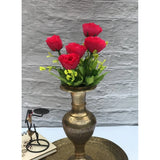 Dark pink silk & polyester artificial garden roses bunch (6 pcs) for home decoration, ideal for indoor/outdoor use & perfect gift