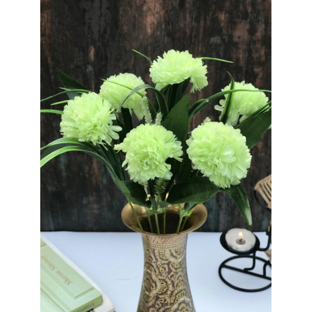 Green silk & polyester chrysanthemum flower bunch for home decoration (6 pieces)