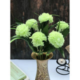 Green silk & polyester chrysanthemum flower bunch for home decoration (6 pieces)