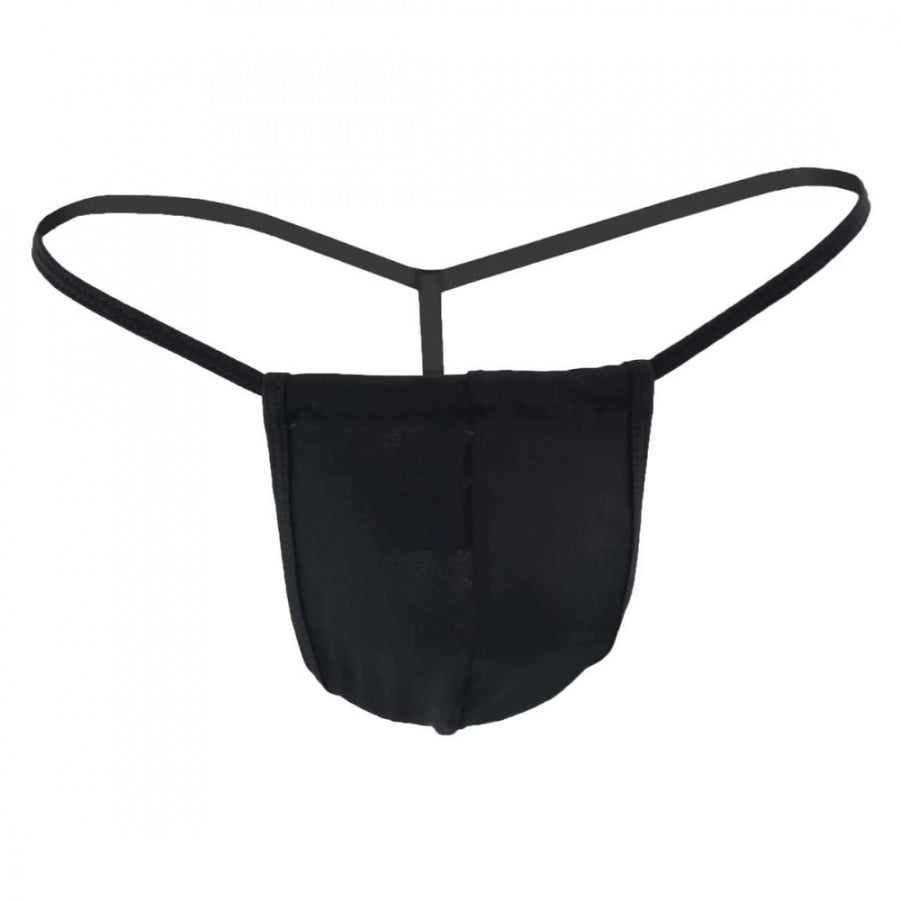 Men's black cotton spandex G-string pouch underwear, flattering fit and support